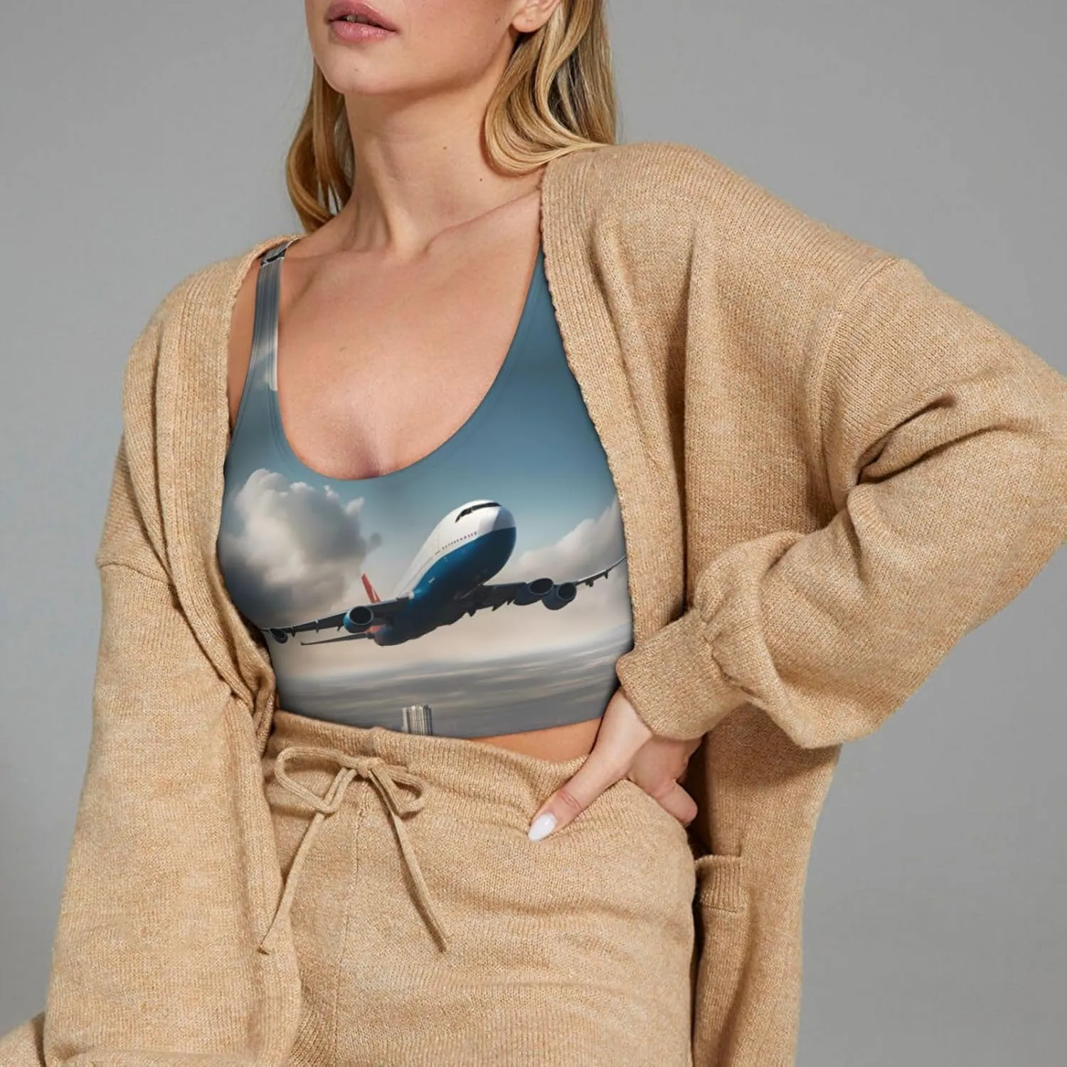 high Altitude Airplane Pattern Women's Sports Vest - Yoga Workout Fitness for Women Athletic Tank Tops