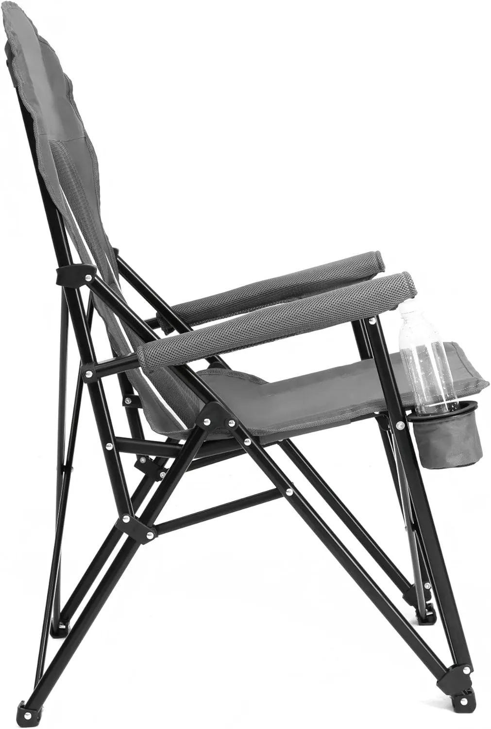 High Back Camping Chair Support 250LBS, Portable Collapsible Chair with Cup Holder, Gray