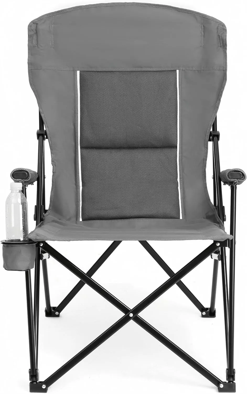 High Back Camping Chair Support 250LBS, Portable Collapsible Chair with Cup Holder, Gray