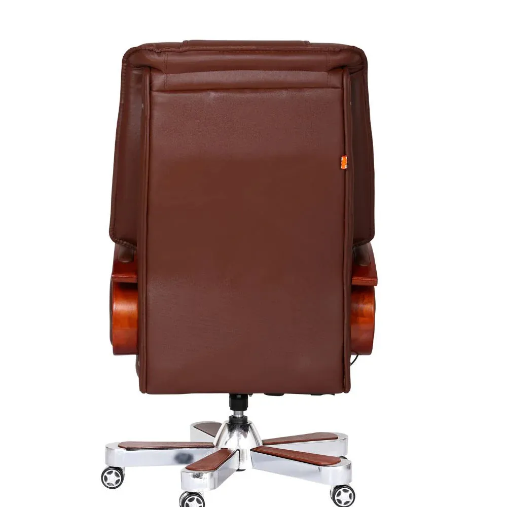 High Back Director Chair for office Made in Plyboard with Leatherette and Soft Padded & Fixed Armrest & Revolving and swivel Base, Recliner Chair