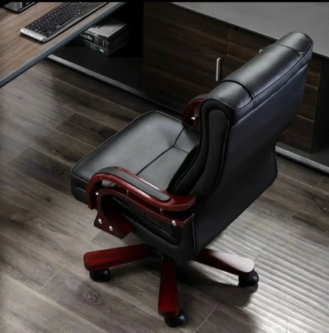High Back Director Chair for office Made in Plyboard with Leatherette Upholstery & Mahogany Finished Armrests & Adjustable Features