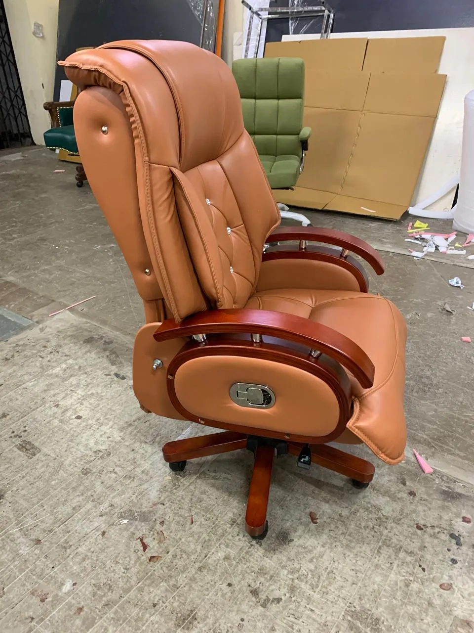 High Back Director Chair with Height Adjustable Wooden Base
