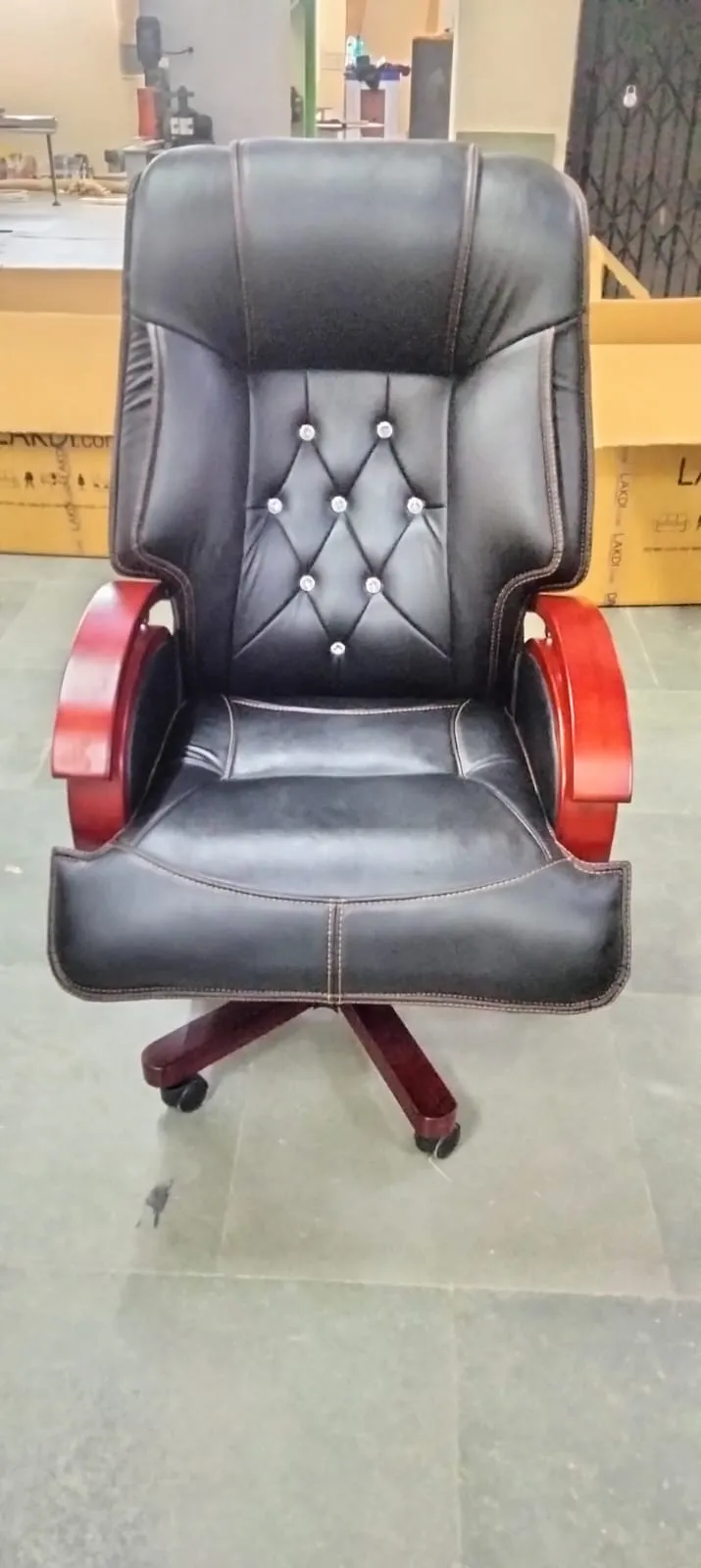 High Back Director Chair with Height Adjustable Wooden Base