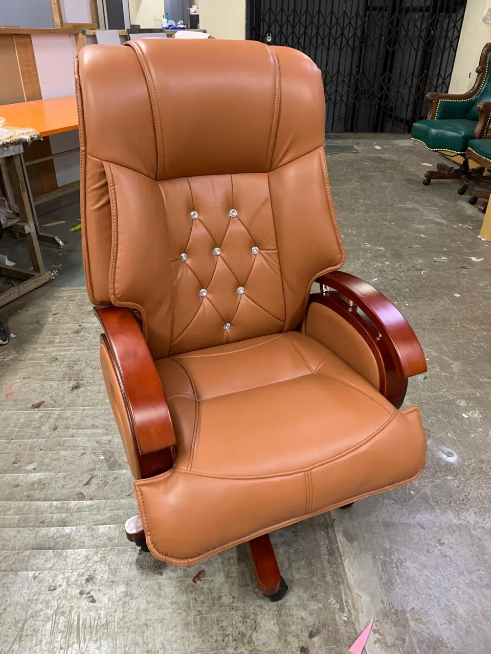 High Back Director Chair with Height Adjustable Wooden Base