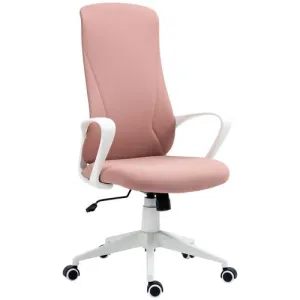 High-Back Office Chair – Blush Pink with Lumbar Support & Adjustable Height