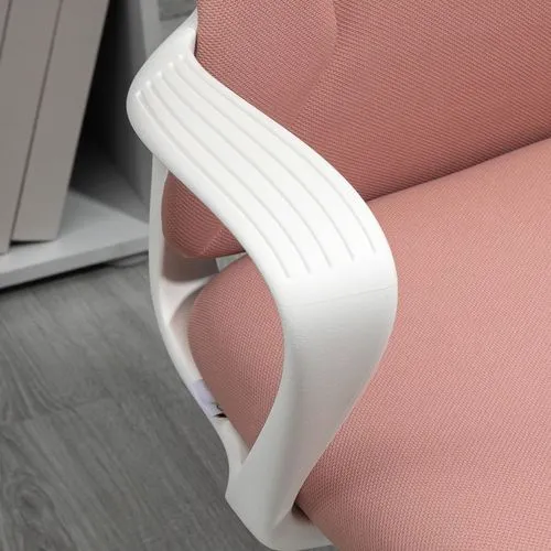 High-Back Office Chair – Blush Pink with Lumbar Support & Adjustable Height