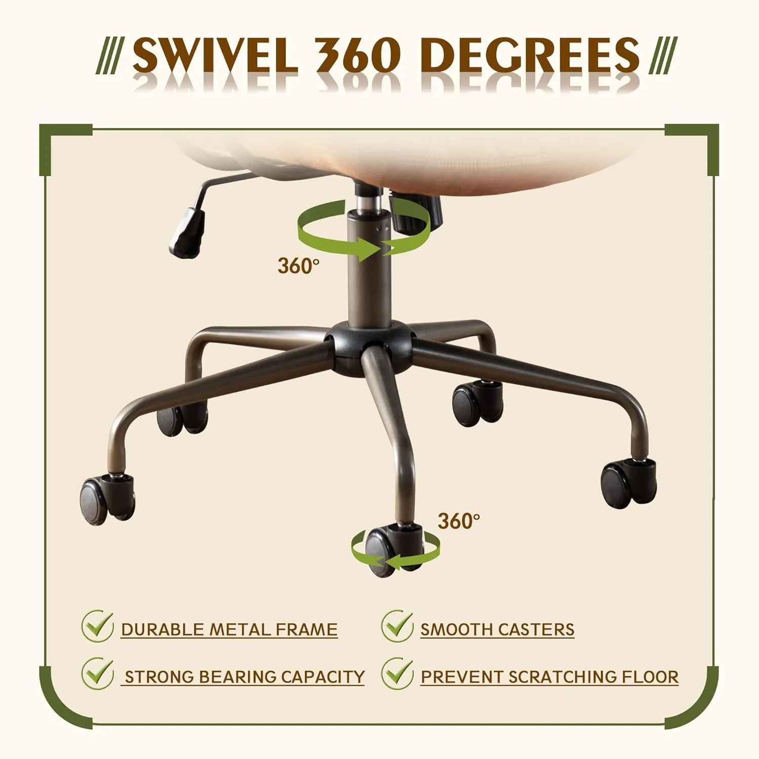 High Back Office Chair,Modern Swivel Office Chair,Brown Suede Fabric Gaming Chair,Height Adjustable Home Office Desk Chair with Lumbar Support