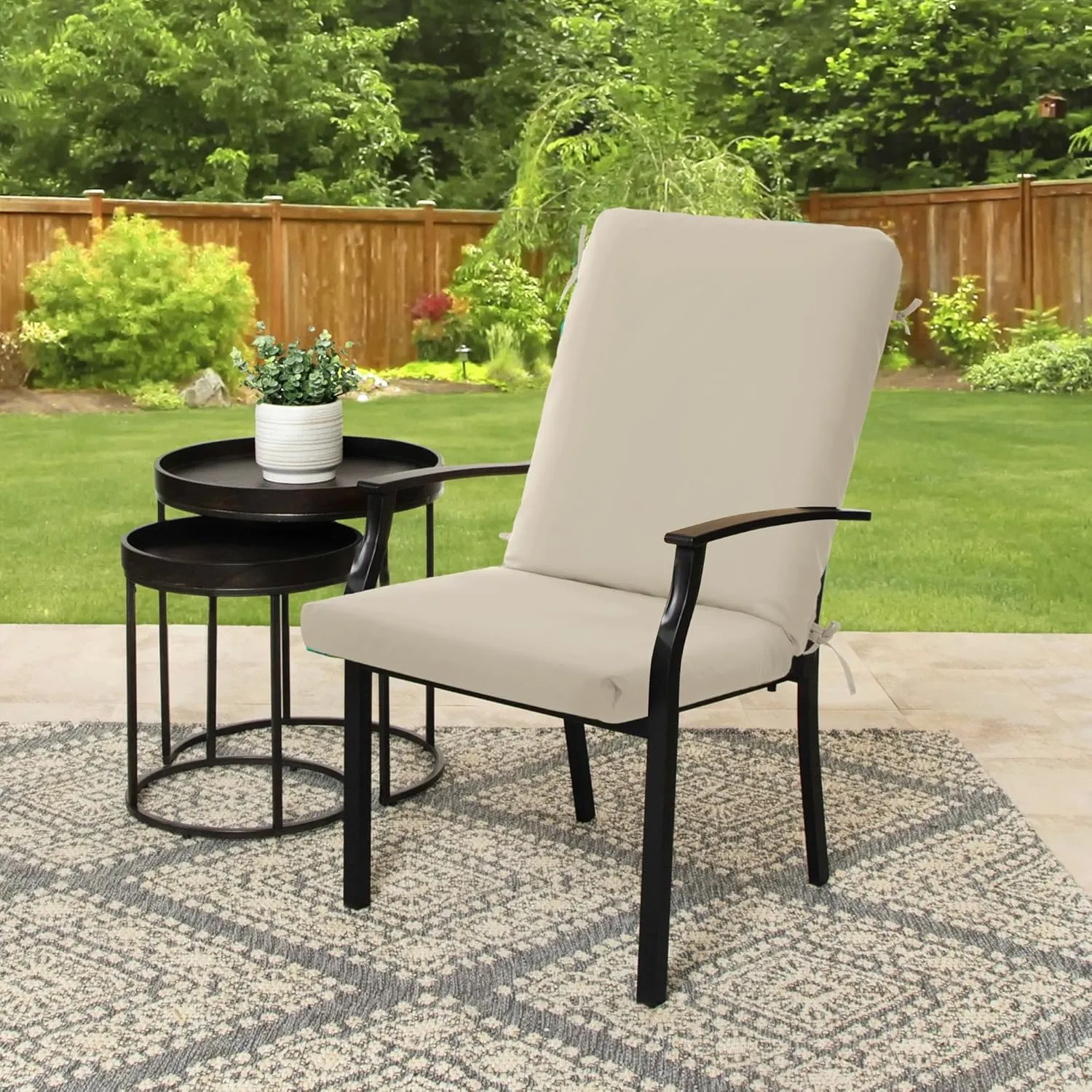 High Back Outdoor Chair Cushions 44''x20'' - Patio Dining Chair Cushions with Waterproof, Fade-Resistant, Removable & Machine-Washable Covers, Cream