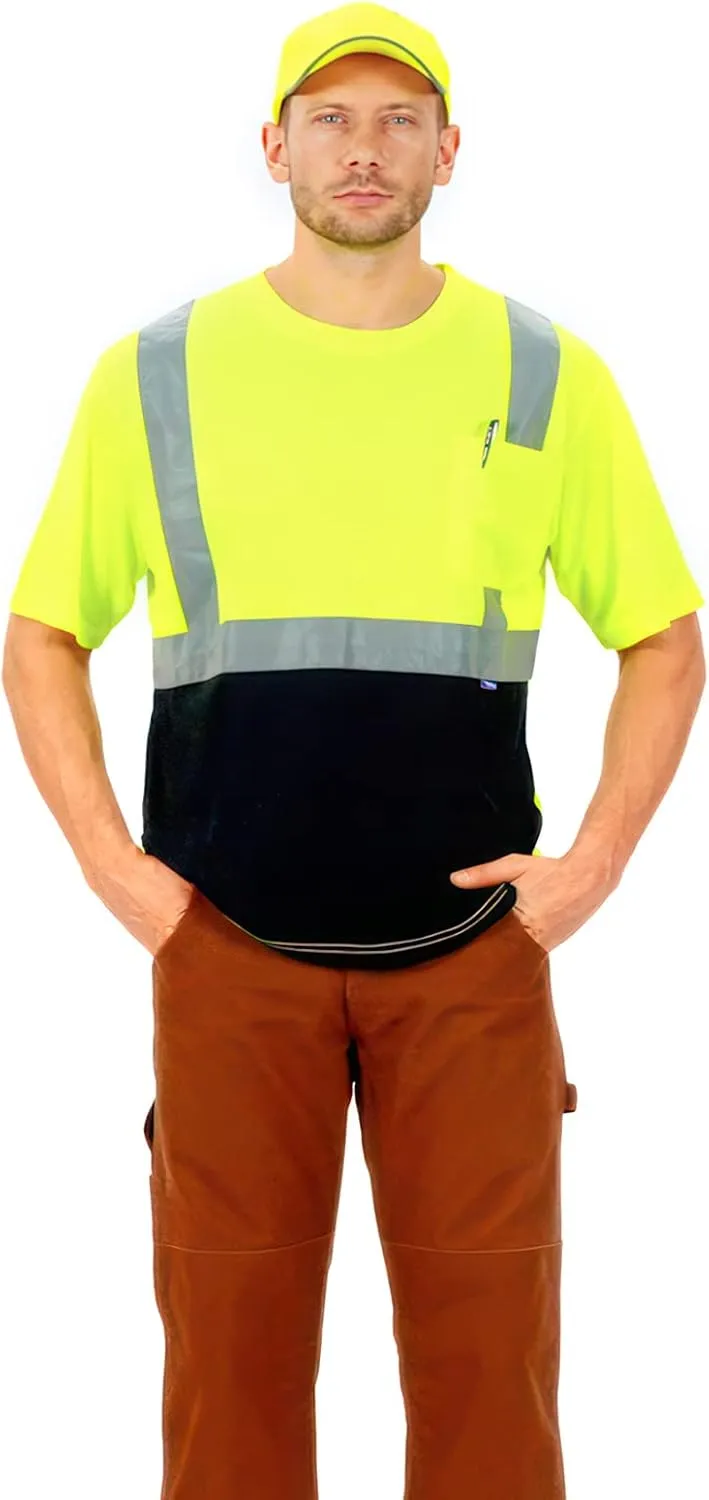 High Vis Reflective Work Shirt Breathable Short Sleeve Safety