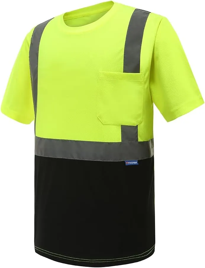 High Vis Reflective Work Shirt Breathable Short Sleeve Safety