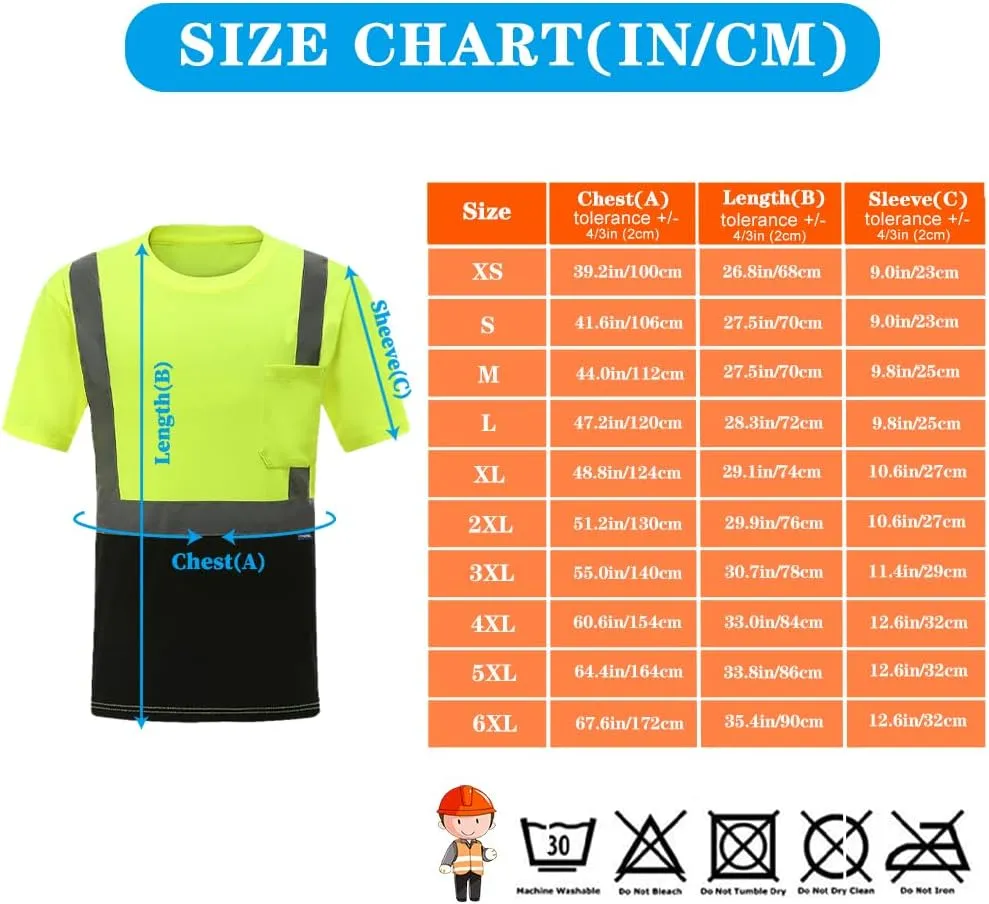 High Vis Reflective Work Shirt Breathable Short Sleeve Safety