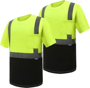 High Vis Reflective Work Shirt Breathable Short Sleeve Safety