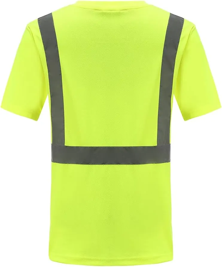 High Vis Reflective Work Shirt Breathable Short Sleeve Safety