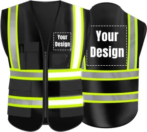 High Visibility Reflective Safety Vest Customize Logo With 5 Pockets Hi Vis Vest Outdoor Protective Workwear
