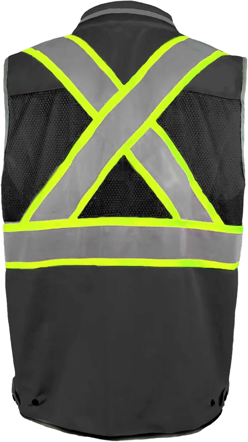 High Visibility Safety Work Vest for Men, Surveyor Safety Vest with Pockets, ANSI/ISEA 107-2020 Class 2