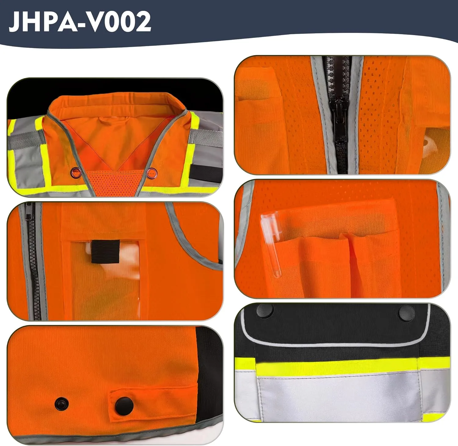High Visibility Safety Work Vest for Men, Surveyor Safety Vest with Pockets, ANSI/ISEA 107-2020 Class 2