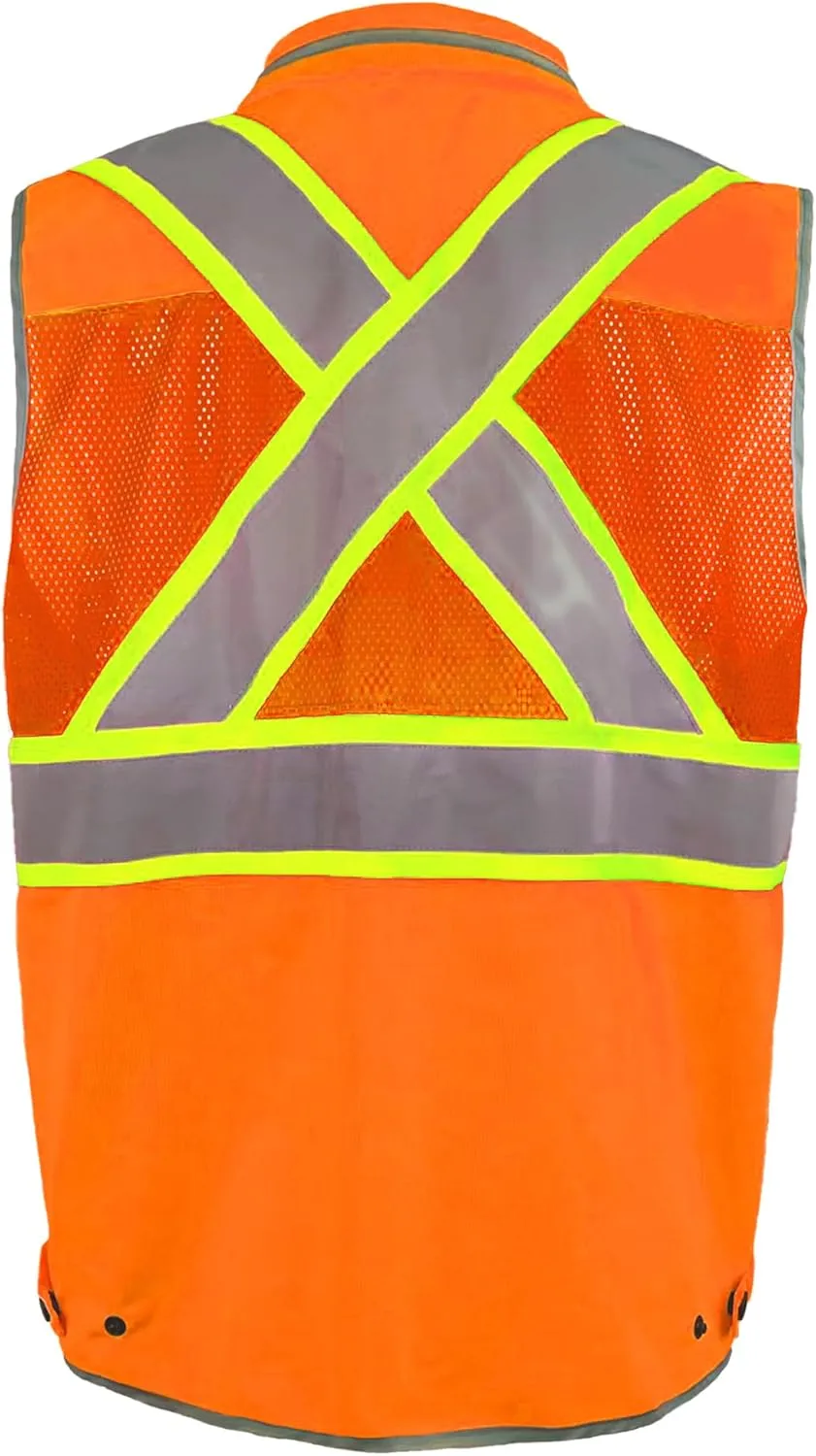 High Visibility Safety Work Vest for Men, Surveyor Safety Vest with Pockets, ANSI/ISEA 107-2020 Class 2