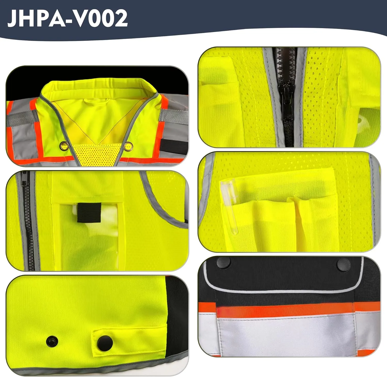 High Visibility Safety Work Vest for Men, Surveyor Safety Vest with Pockets, ANSI/ISEA 107-2020 Class 2