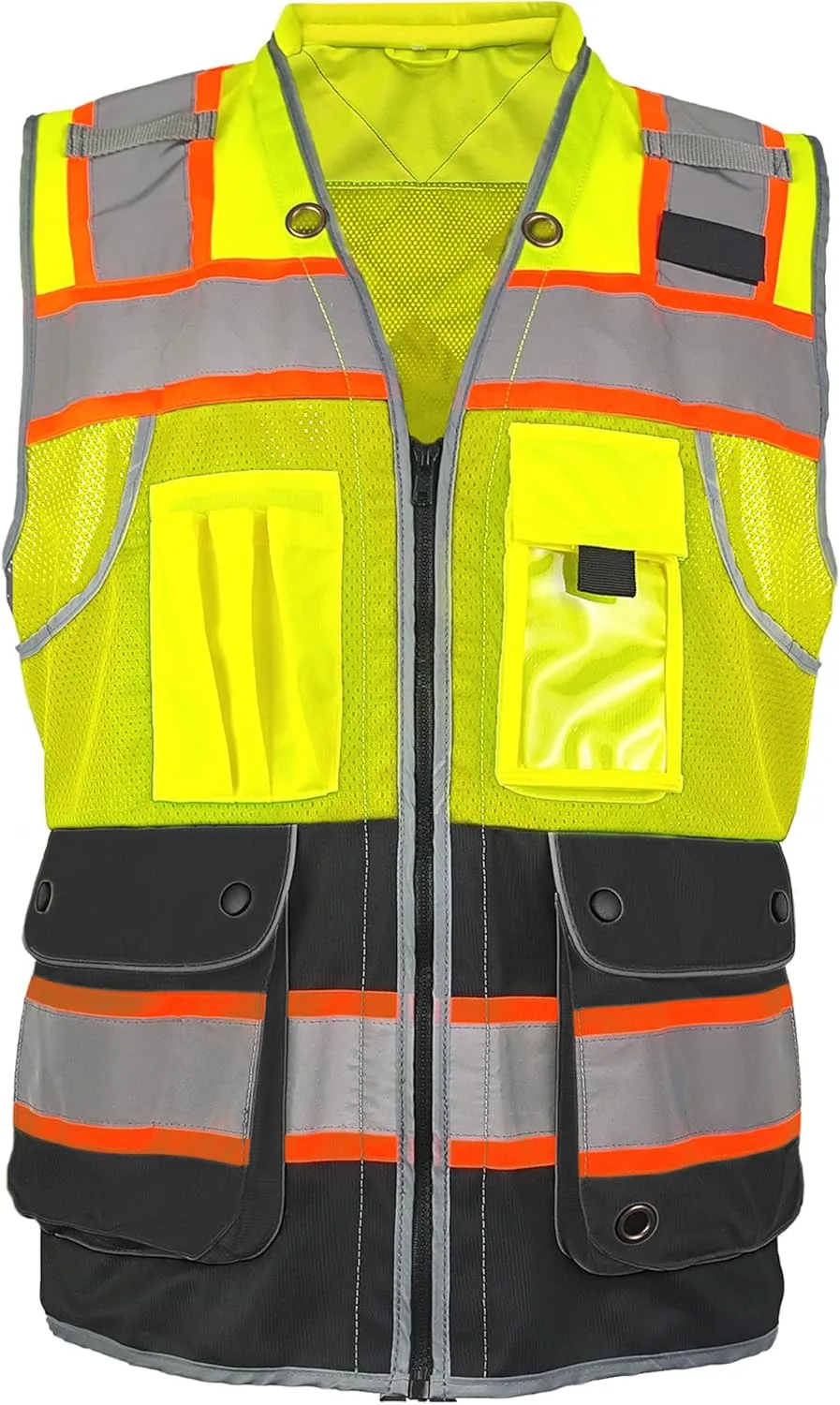 High Visibility Safety Work Vest for Men, Surveyor Safety Vest with Pockets, ANSI/ISEA 107-2020 Class 2