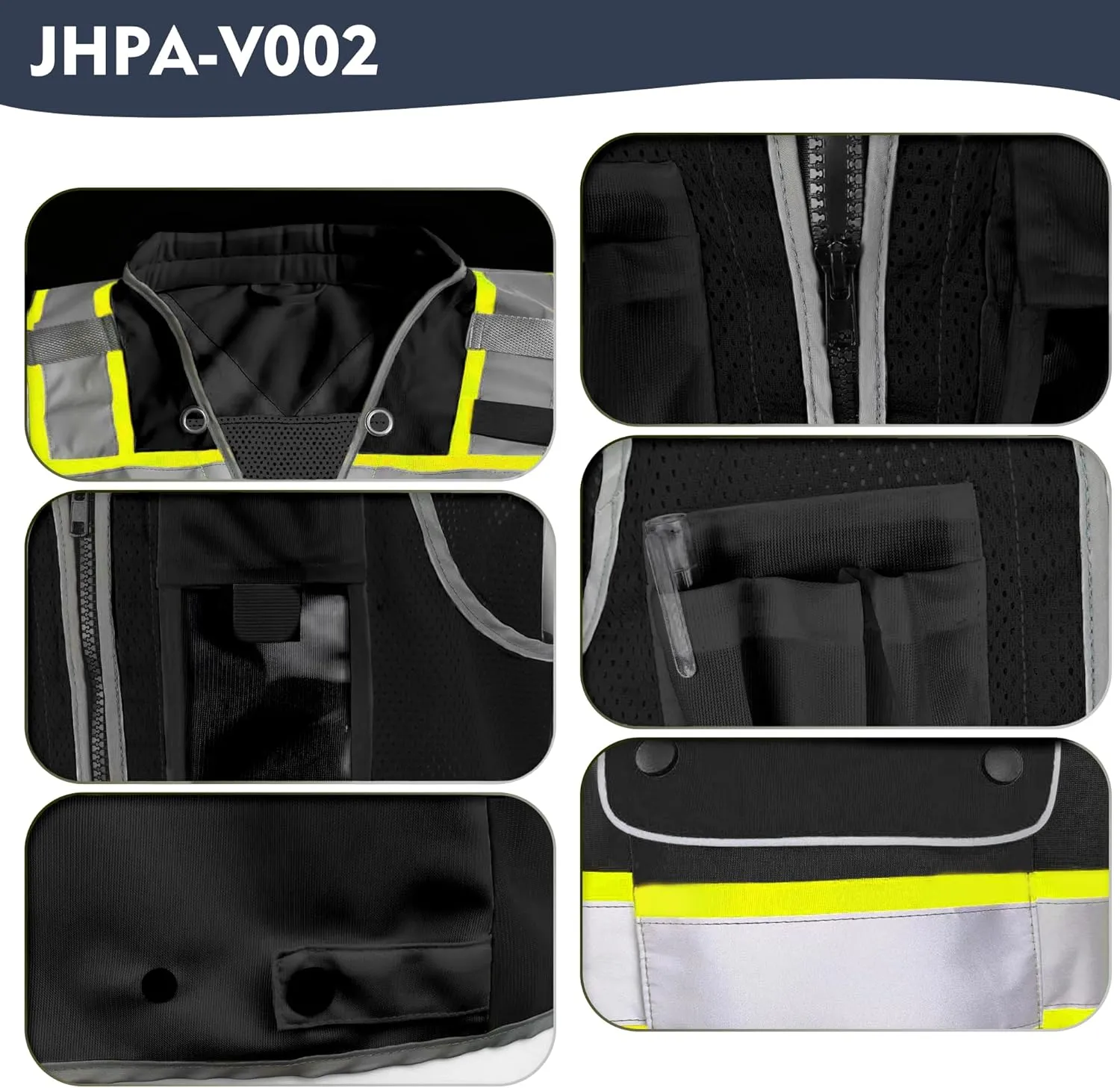 High Visibility Safety Work Vest for Men, Surveyor Safety Vest with Pockets, ANSI/ISEA 107-2020 Class 2