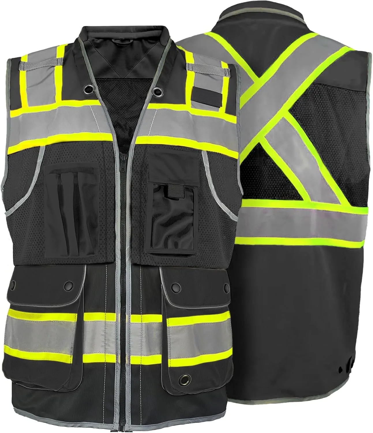 High Visibility Safety Work Vest for Men, Surveyor Safety Vest with Pockets, ANSI/ISEA 107-2020 Class 2