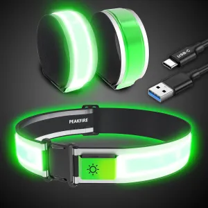 High Visibility USB-C Rechargeable LED Running Lights for Runners, 360° Reflective LED Light Up Running Vest Gear for Walking at Night