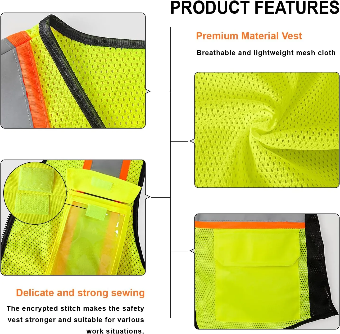 High Visibility Vest for Women Reflective Safety Vest with 9 Pockets, Hi Vis Vest for Surveyors, Construction Work, Workers, Meets ANSI, WBX-Yellow Large
