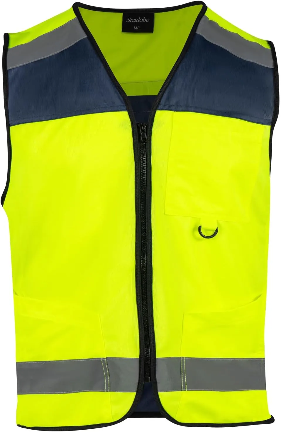 High Visibility Vest with 3 Pockets Zipper for Men,Construction Vest with Reflective Strips,Hi Vis ANSI Class 2