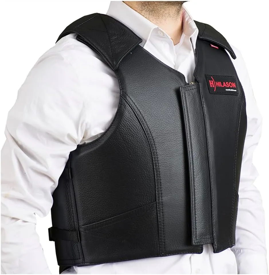 HILASON Equestrian Bull Riding Rodeo Safety Vest Protective Leather