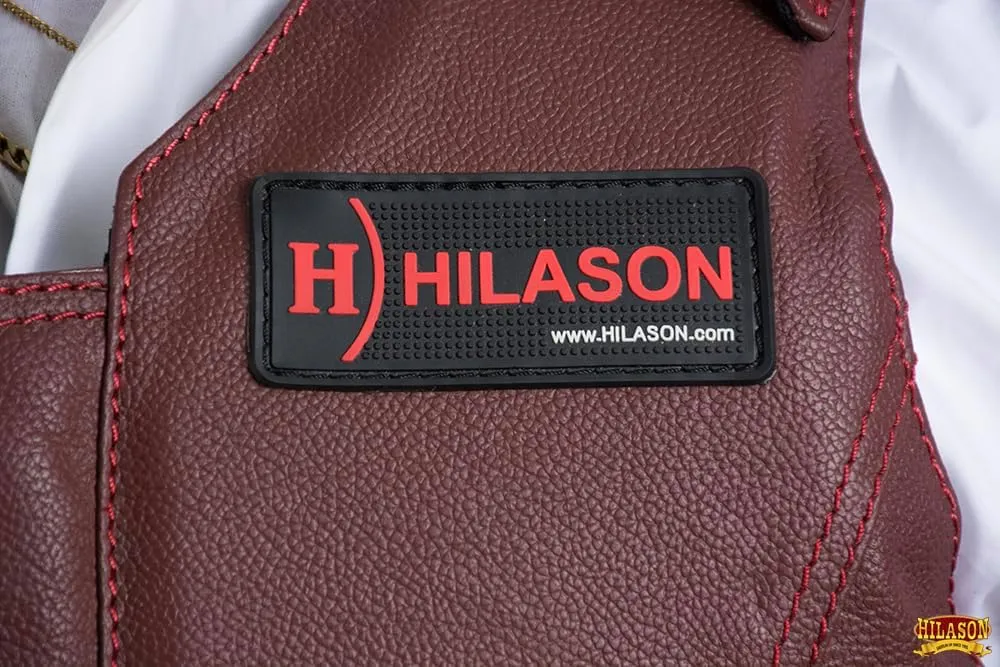 HILASON Safety Bull Riding Vest Protective Leather Maroon | Equestrian Protective Vest | Unisex Vest | Rodeo Vest Men & Women