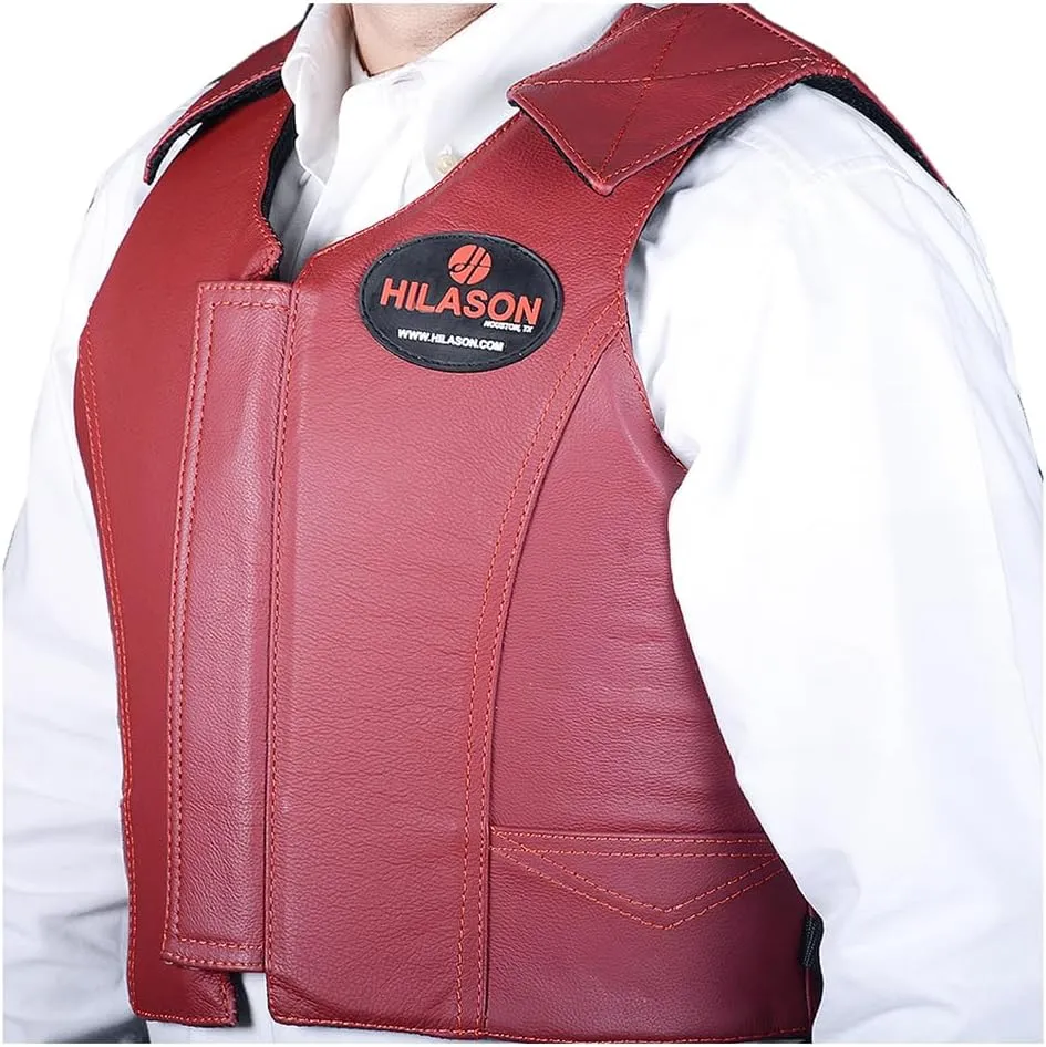 HILASON Safety Bull Riding Vest Protective Leather Maroon | Equestrian Protective Vest | Unisex Vest | Rodeo Vest Men & Women