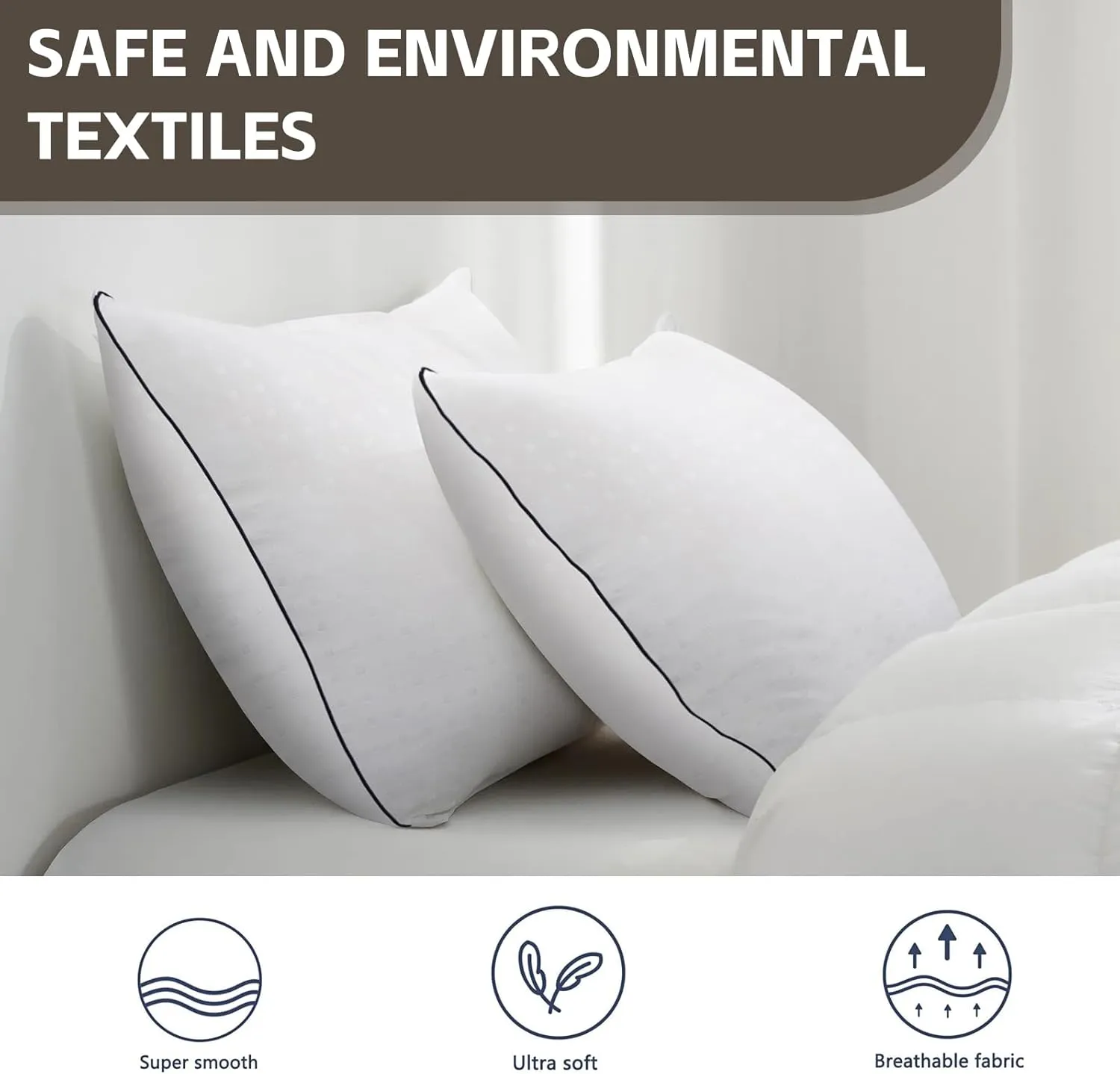HIMOON Bed Pillows for Sleeping 4 Pack,Standard Size Cooling Pillows Set of 4,Top-end Microfiber Cover for Side Stomach Back Sleepers