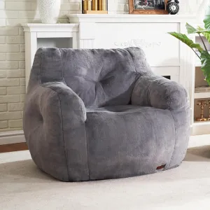 Hobestluk Bean Bag Chair for Adult Small Bean Bag Chairs with Arms Furry Beanbag Chair with Foam Filler Stuffed Bean Bag Sofa for Reading in Bedroom Living Room and Dorms(Grey)