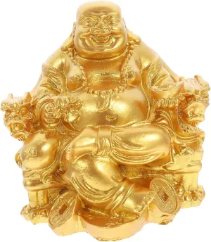 Home Decor Resin Craft Buddha Statue Maitreya Buddha on Dragon Chair Zen Decor for Office Temple
