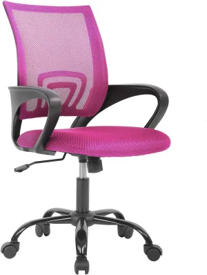 Home Office Chair Ergonomic Desk Chair Mesh Computer Chair with Lumbar Support Armrest Executive Rolling Swivel Adjustable Mid Back Task Study Chair for Teens Adults,Pink