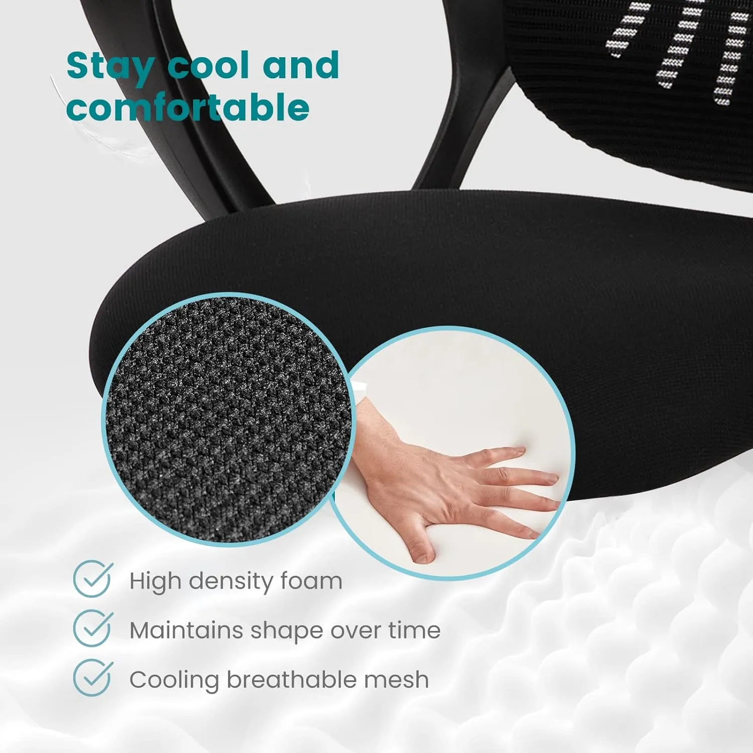 Home Office Computer Desk Chair, Ergonomic Mid-Back Mesh Swivel Rolling Work with Wheels, Comfortable Lumbar Support, Comfy Arms, Bedroom, Study, Dorm, Student, Adults