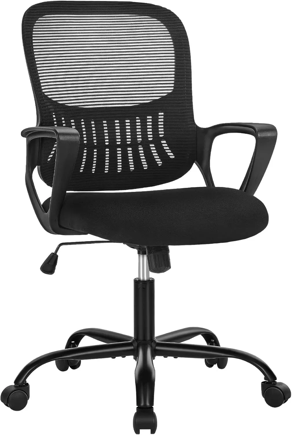 Home Office Computer Desk Chair, Ergonomic Mid-Back Mesh Swivel Rolling Work with Wheels, Comfortable Lumbar Support, Comfy Arms, Bedroom, Study, Dorm, Student, Adults