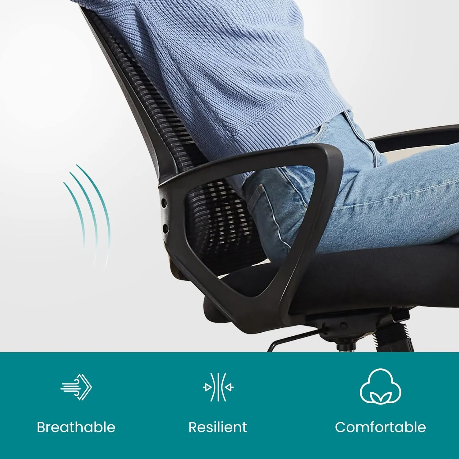 Home Office Computer Desk Chair, Ergonomic Mid-Back Mesh Swivel Rolling Work with Wheels, Comfortable Lumbar Support, Comfy Arms, Bedroom, Study, Dorm, Student, Adults