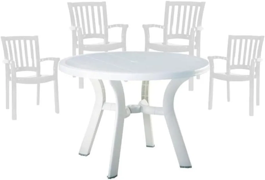Home Square 5 Piece Set Commerical Grade UV Resistant Resin 42" Round Patio Table and Chairs in White