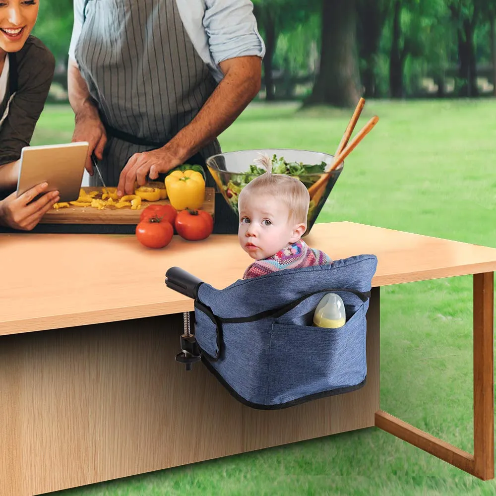 Hook On Chair, Portable Table High Chair, Folding Compact Baby Seat with Storage Bag for Indoor/Outdoor(Blue)