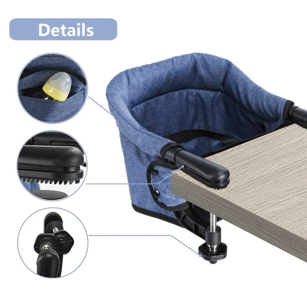 Hook On Chair, Portable Table High Chair, Folding Compact Baby Seat with Storage Bag for Indoor/Outdoor(Blue)