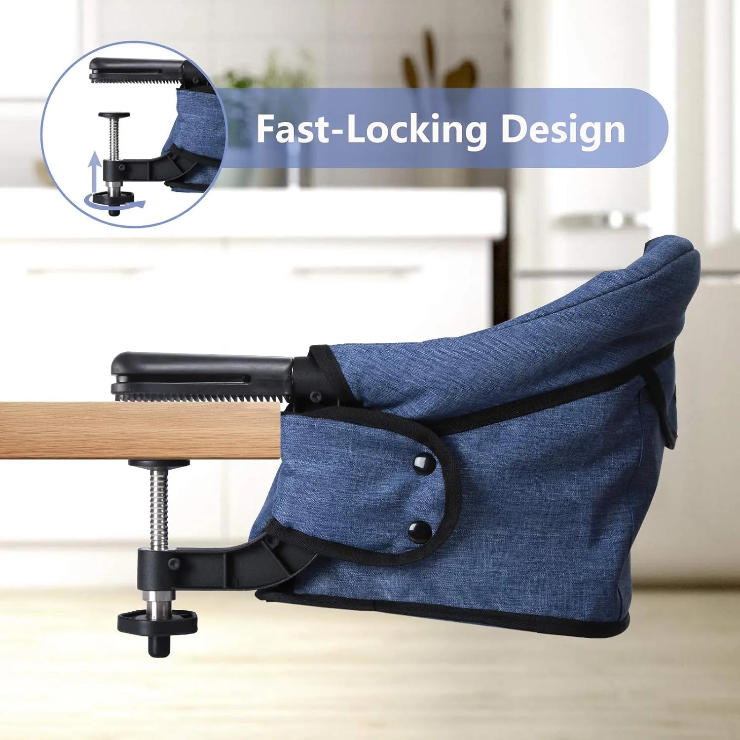 Hook On Chair, Portable Table High Chair, Folding Compact Baby Seat with Storage Bag for Indoor/Outdoor(Blue)
