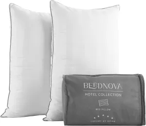 Hotel Collection Fluffy Bed Pillows Queen Size Set of 2- Down Alternative Pillow-Best Soft Pillows for Sleeping-Pillows for Side,Back and Stomach Sleepers-Relief Neck Pain - 20x30 in
