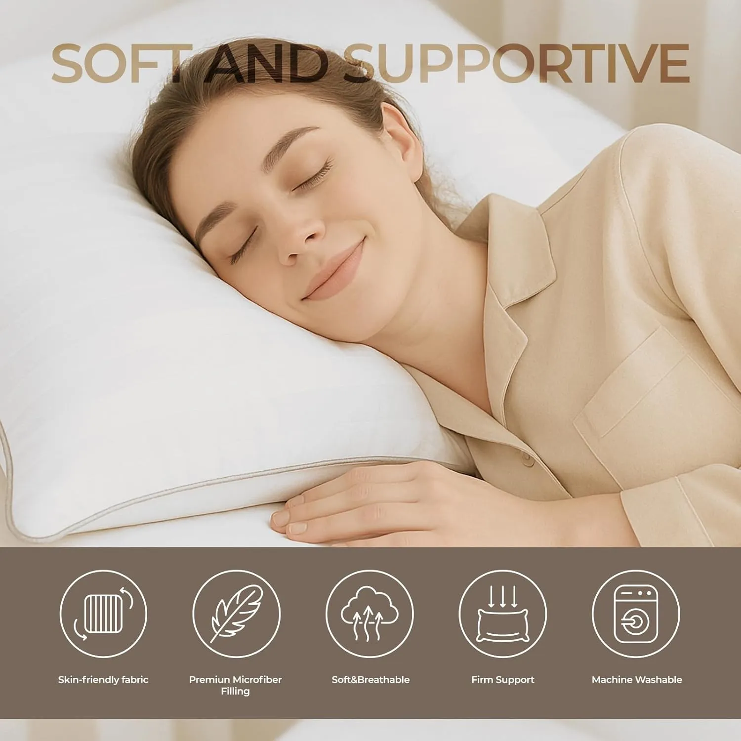 Hotel Collection Fluffy Bed Pillows Queen Size Set of 2- Down Alternative Pillow-Best Soft Pillows for Sleeping-Pillows for Side,Back and Stomach Sleepers-Relief Neck Pain - 20x30 in