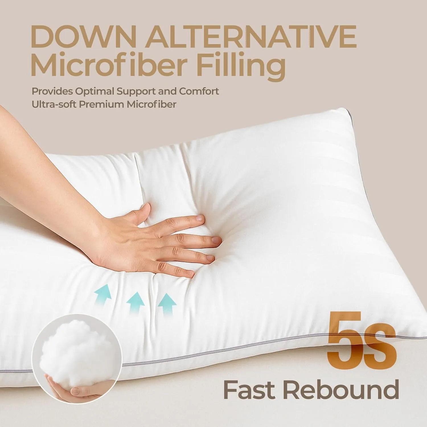Hotel Collection Fluffy Bed Pillows Queen Size Set of 2- Down Alternative Pillow-Best Soft Pillows for Sleeping-Pillows for Side,Back and Stomach Sleepers-Relief Neck Pain - 20x30 in