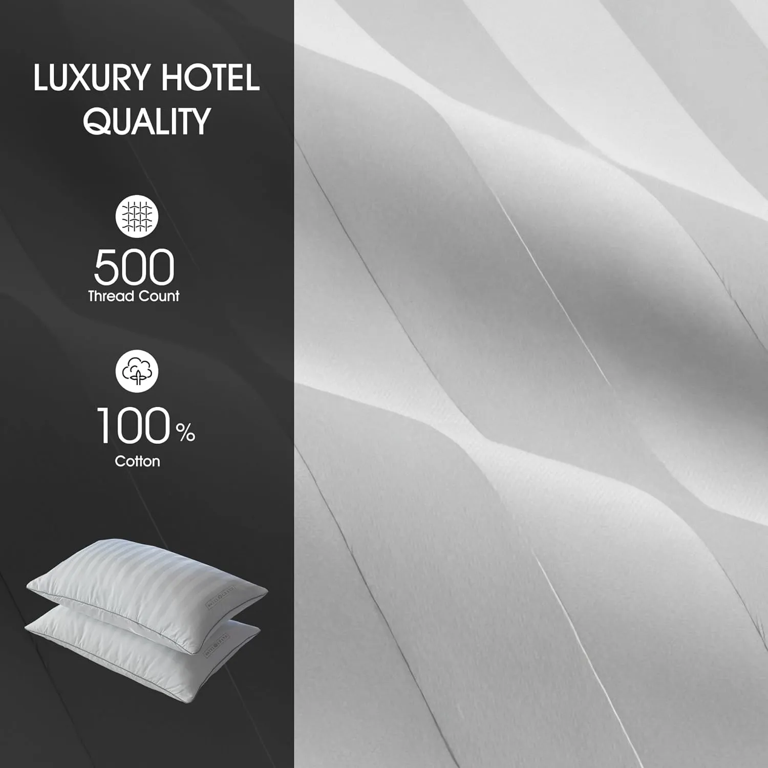 Hotel Grand Fluffy Feather Down Pillow 100% Cotton Queen Size Pillow Set of 2 Pack Medium Firm Hypoallergenic Pillows for Back/Side Sleeper Bed Pillows,20"x28"(Pack of 2)