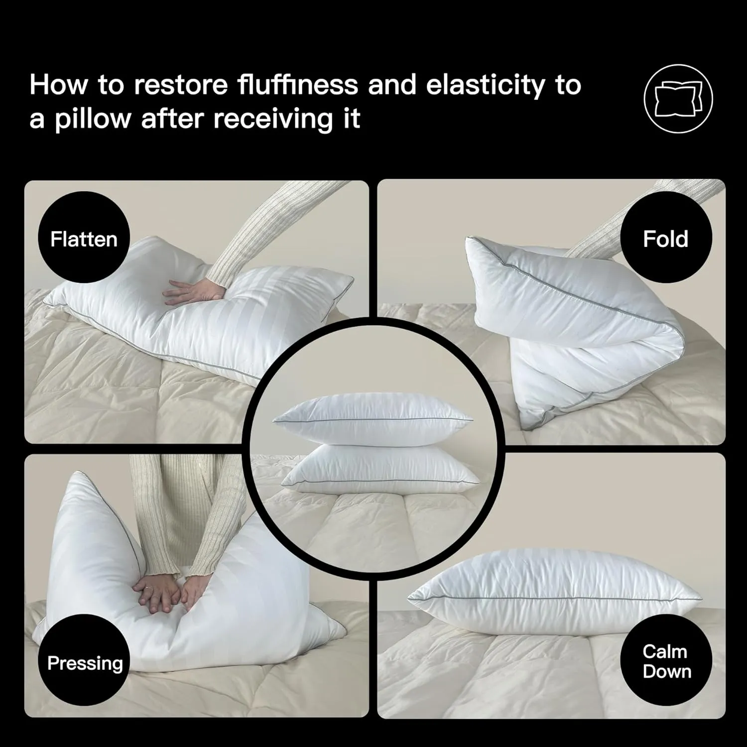 Hotel Grand Fluffy Feather Down Pillow 100% Cotton Queen Size Pillow Set of 2 Pack Medium Firm Hypoallergenic Pillows for Back/Side Sleeper Bed Pillows,20"x28"(Pack of 2)