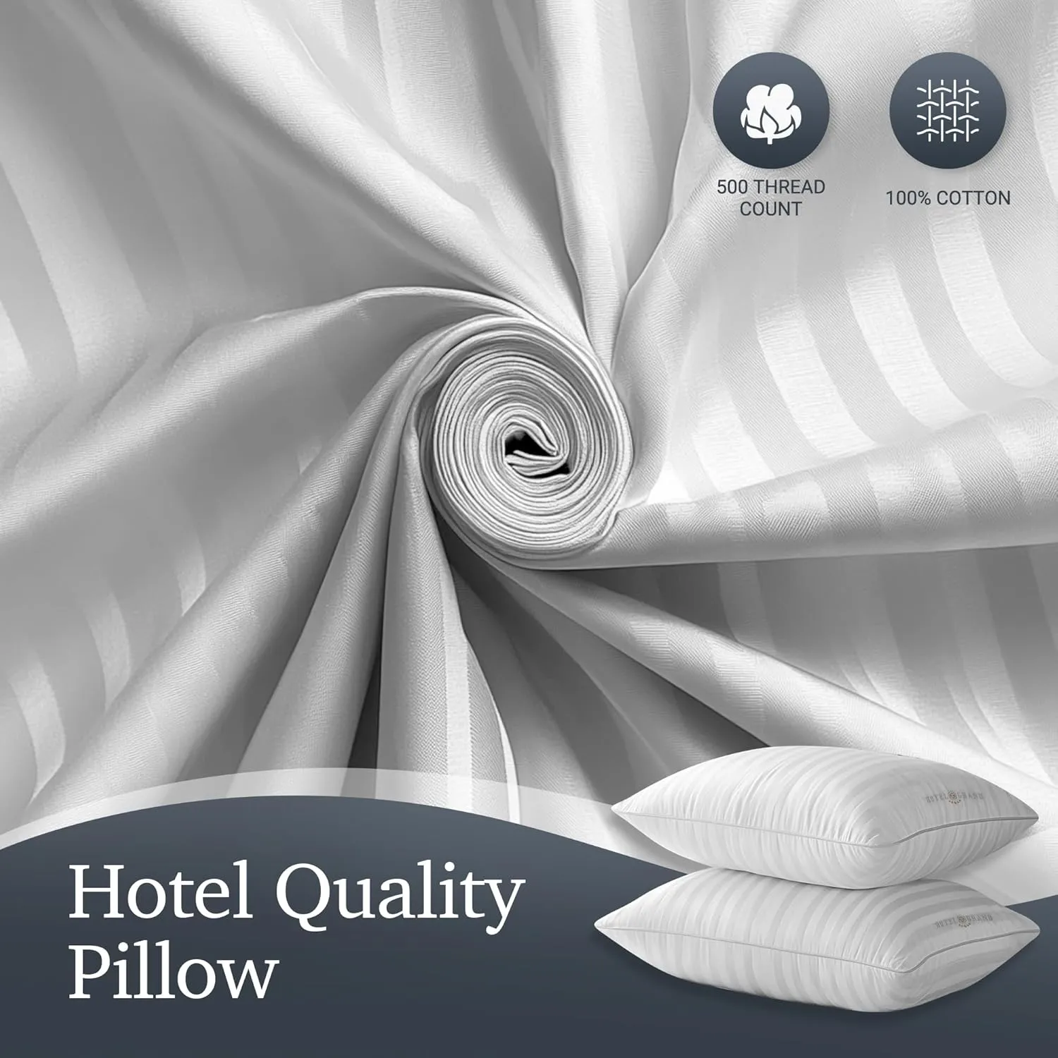Hotel Grand White Feather Down Pillows King Size Set of 2 Packs Bed Pillows Medium Firm Hypoallergenic 100% Cotton Breathable Hotel Collection Back/Side Sleeping Pillows,36"x20"/2 Packs