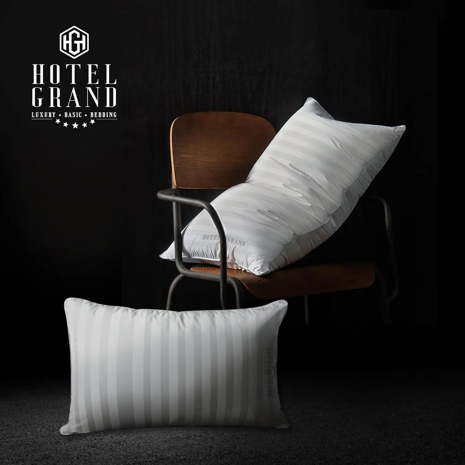Hotel Grand White Feather Down Pillows King Size Set of 2 Packs Bed Pillows Medium Firm Hypoallergenic 100% Cotton Breathable Hotel Collection Back/Side Sleeping Pillows,36"x20"/2 Packs