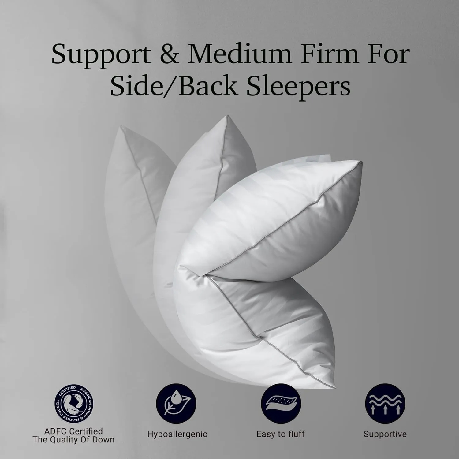 Hotel Grand White Feather Down Pillows King Size Set of 2 Packs Bed Pillows Medium Firm Hypoallergenic 100% Cotton Breathable Hotel Collection Back/Side Sleeping Pillows,36"x20"/2 Packs